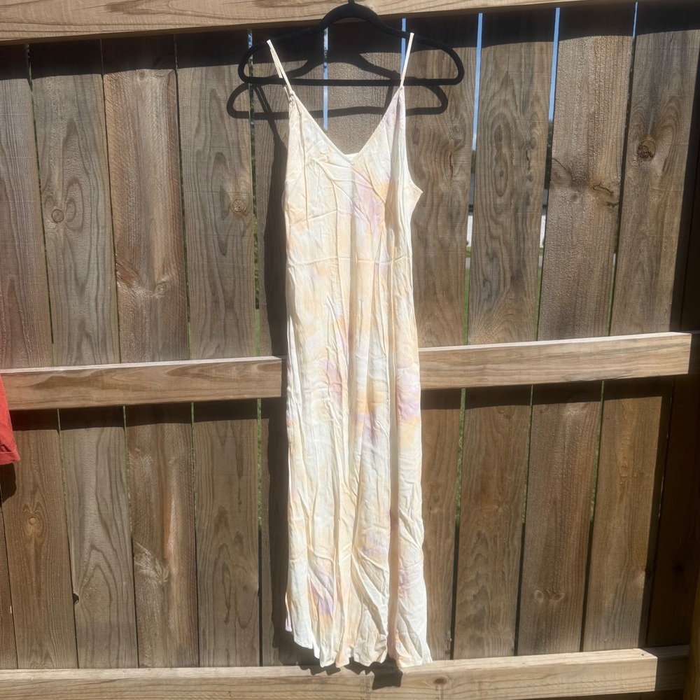 A New Day Womens Pastel Tie Dye Slip Dress Peach Orange Lavender Midi Medium
